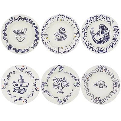 Set of 6 rim soup plates assorted (per piece)